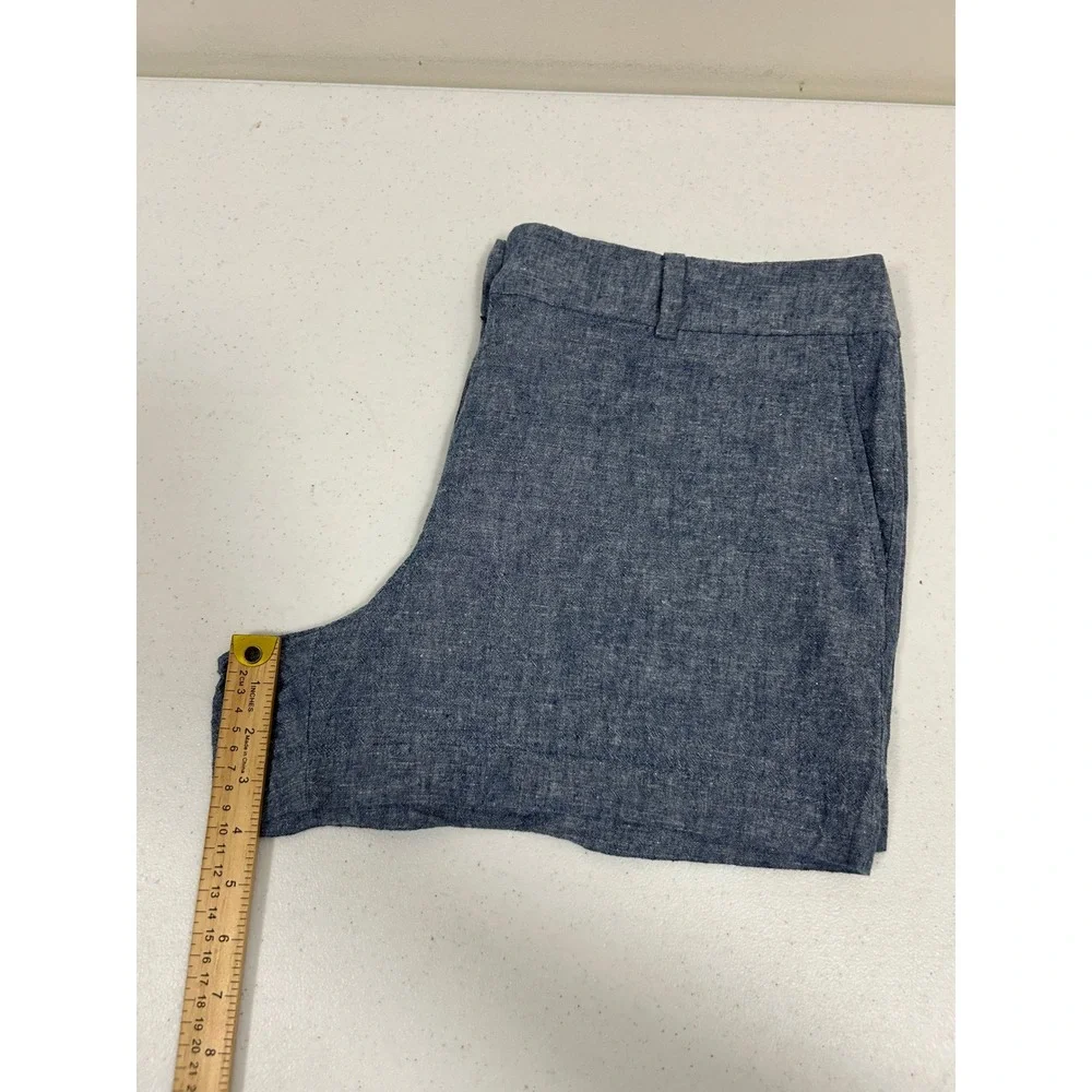 LOFT Outlet Womens Blue Chambray Linen Blend 4 Inch Shorts Size 14 Mid Rise‎